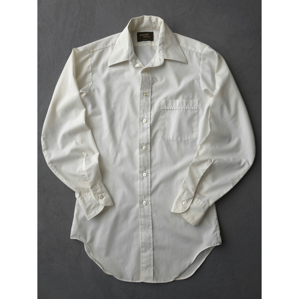 Vintage 70s Mach II Arrow White Dress Shirt 14.5 x 33 Dagger Collar Long Sleeve